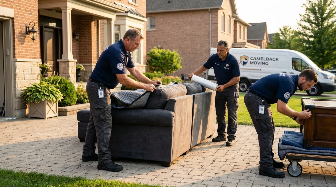 Large estate moving crew wrapping furniture in Key Largo, FL